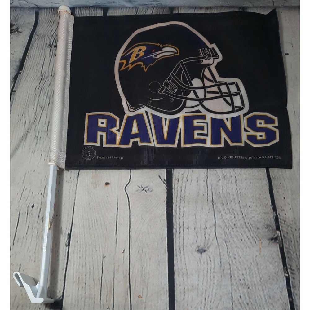 VTG 1999 Baltimore Ravens NFL Car‎ Flag Rico Industries Tag Express NOS Football